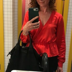 Frank & Oak Women's Red Wrap Top